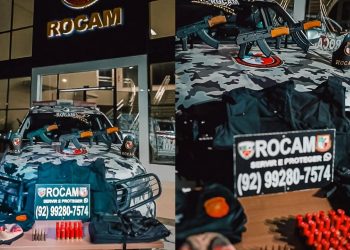 Homem é preso pela Rocam com 3 fuzis, munições, coletes e camisas da PC-AM
