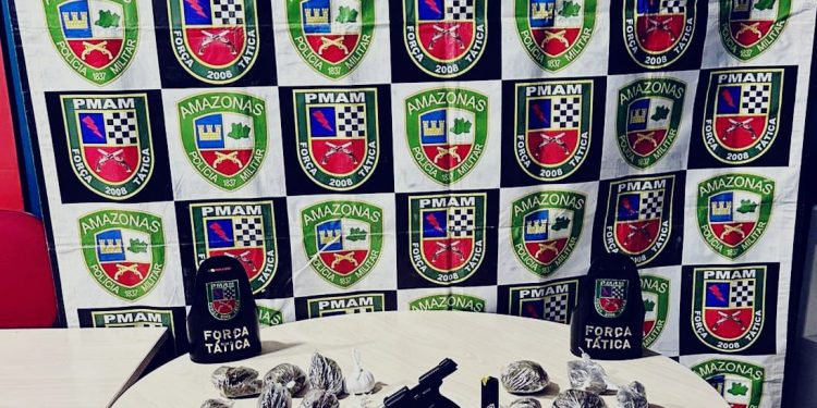 Homem é preso pela Polícia Militar do Amazonas com arma de fogo e drogas