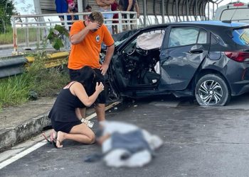 VÍDEO: motorista de app morre ao colidir em plataforma de ônibus na Av. das Flores