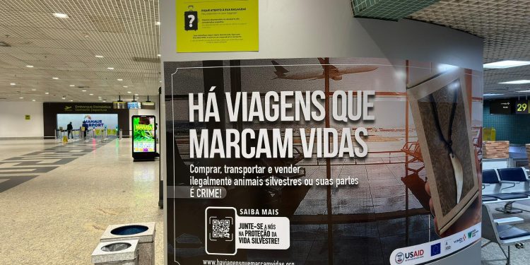 Campanha em Manaus sensibiliza passageiros sobre o tráfico de fauna silvestre nos aeroportos