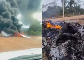 Veja vídeo: avião de pequeno porte cai e pega fogo na BR-319