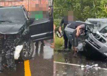 Vídeos: motorista perde controle durante forte chuva e colide contra outro carro na AM-070