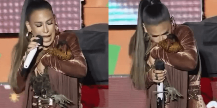 Simone Mendes ganha galinha de presente durante show: “Mamãe vai cuidar!”