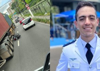 Vídeo: tenente da FAB morre após colisão com carreta na avenida Efigênio Salles