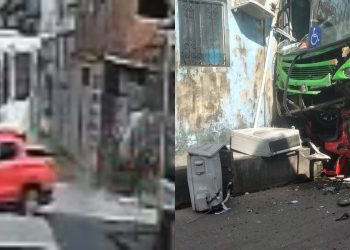Ônibus é atingido por veículo de passeio em cruzamento do bairro Lírio do Vale