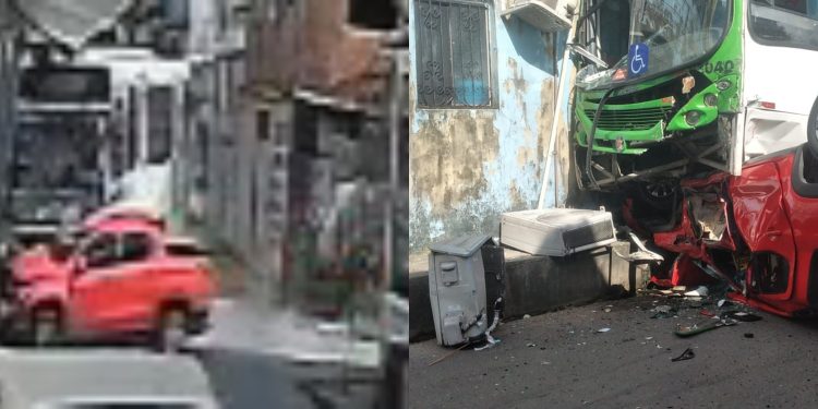 Ônibus é atingido por veículo de passeio em cruzamento do bairro Lírio do Vale