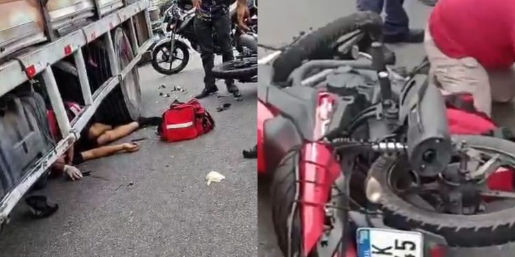 Motociclista fica ferido após colisão com caminhão na estrada do aeroporto de Manaus
