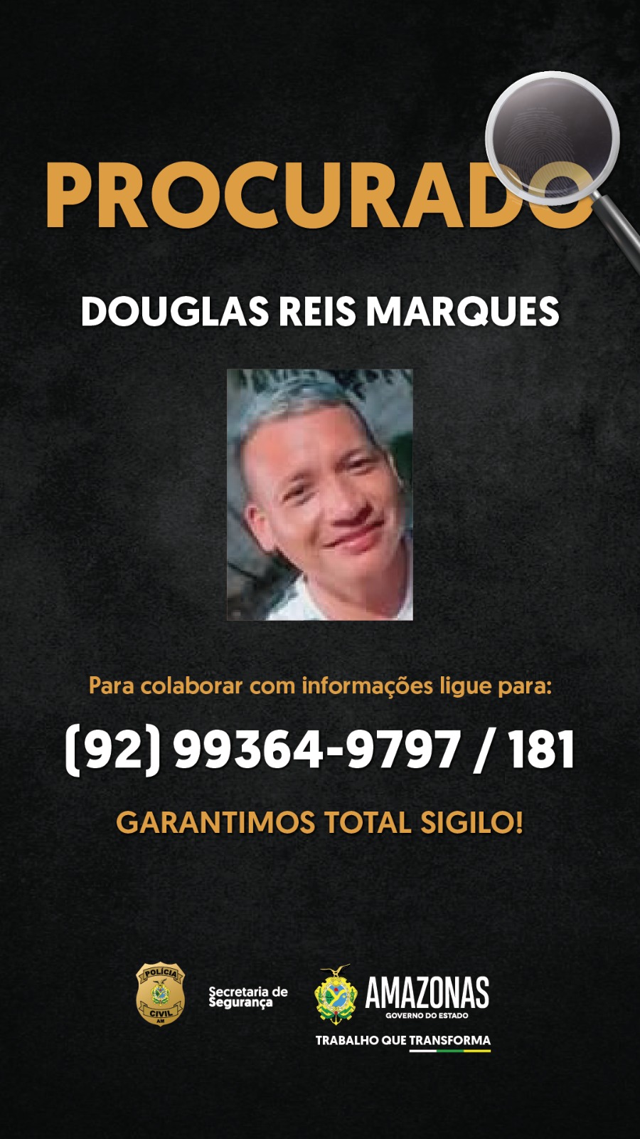 PC-AM solicita ampla divulgação da imagem de homem procurado por tentar matar a companheira grávida
