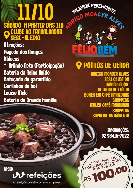 Feijo Bem: Abrigo Moacyr Alves promove evento beneficente para garantir cuidados a crianças e adolescentes
