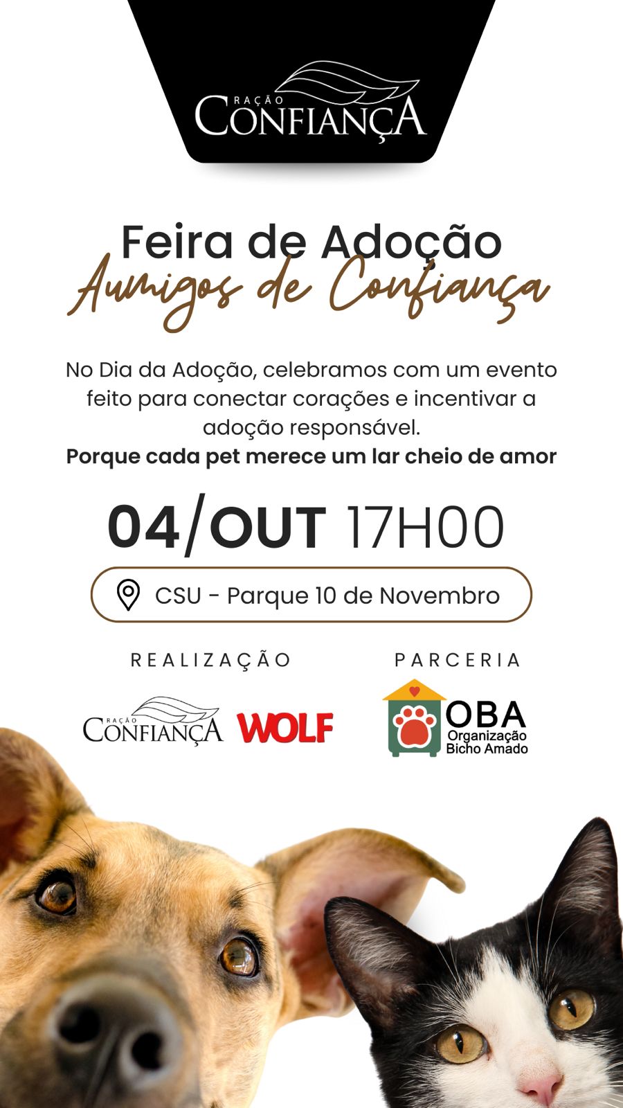 Ração Confiança promove Feira de Adoção Pet no Dia Nacional da Adoção