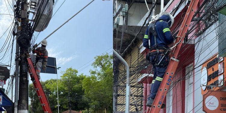 Prefeitura intensifica retirada de fios e cabos e passa de 5,2 toneladas de material removido de postes do Centro de Manaus