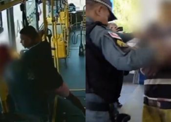 Vídeo: Homem é preso após tentativa de latrocínio contra mulher em ônibus da linha 026